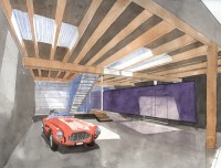 vue du garage et de l'entrée